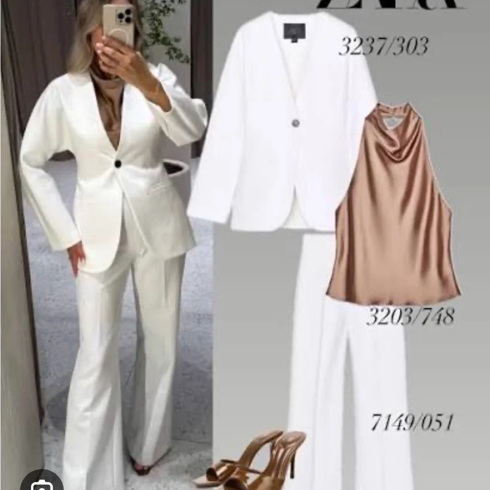 Zara Classic White Blazer S - Picture 8 of 9